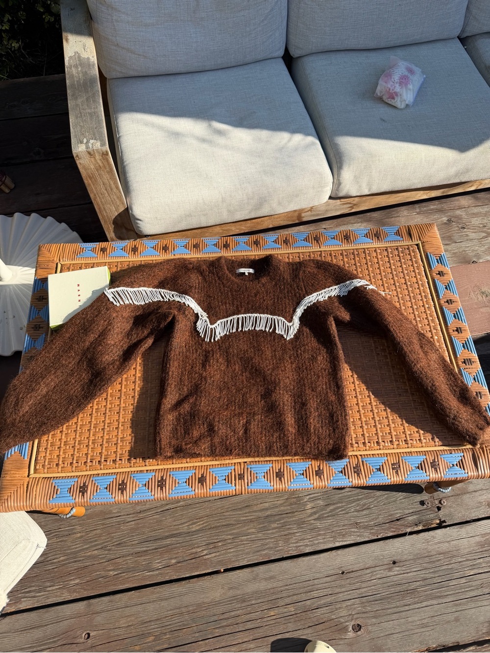 Ganni beaded fringe sweater size S